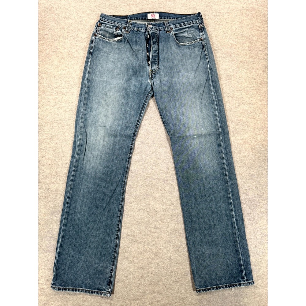 Vintage Levi's 501 Original Jeans Mens 36x34 Blue Denim Straight Leg Button Fly